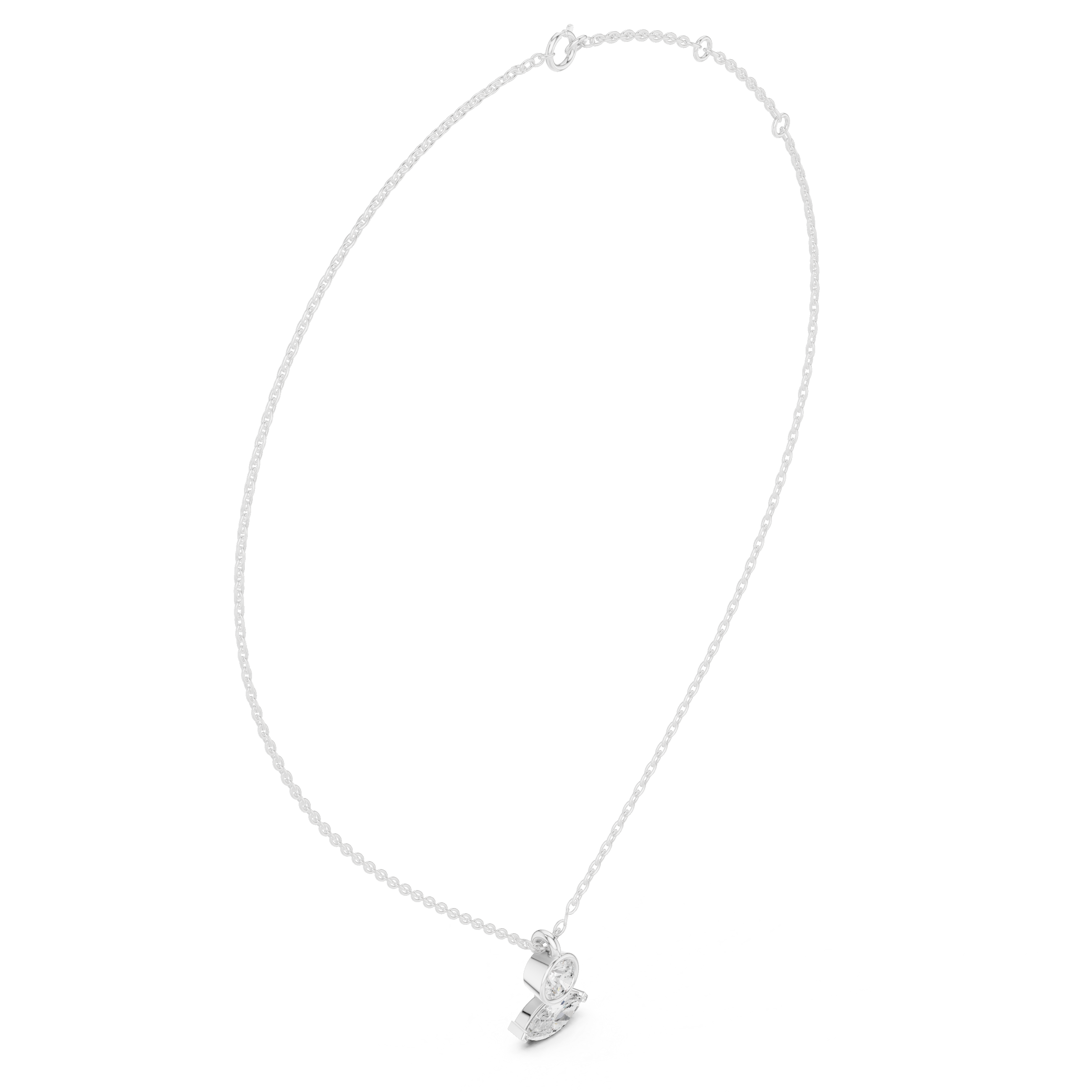 Bezel Round & Marquise Dual Stone Fixed Pendant