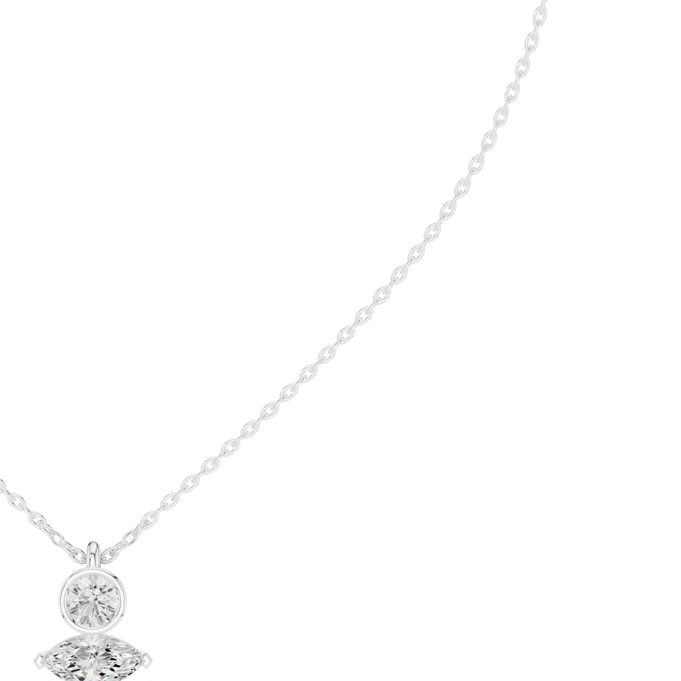Bezel Round & Marquise Dual Stone Fixed Pendant