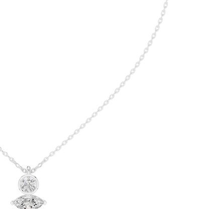 Bezel Round & Marquise Dual Stone Fixed Pendant
