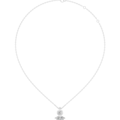 Bezel Round & Marquise Dual Stone Fixed Pendant