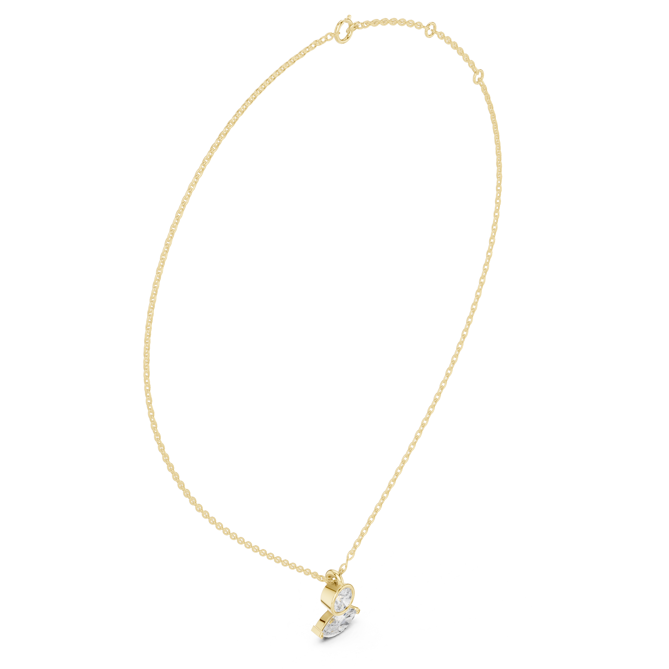 Bezel Round & Marquise Dual Stone Fixed Pendant