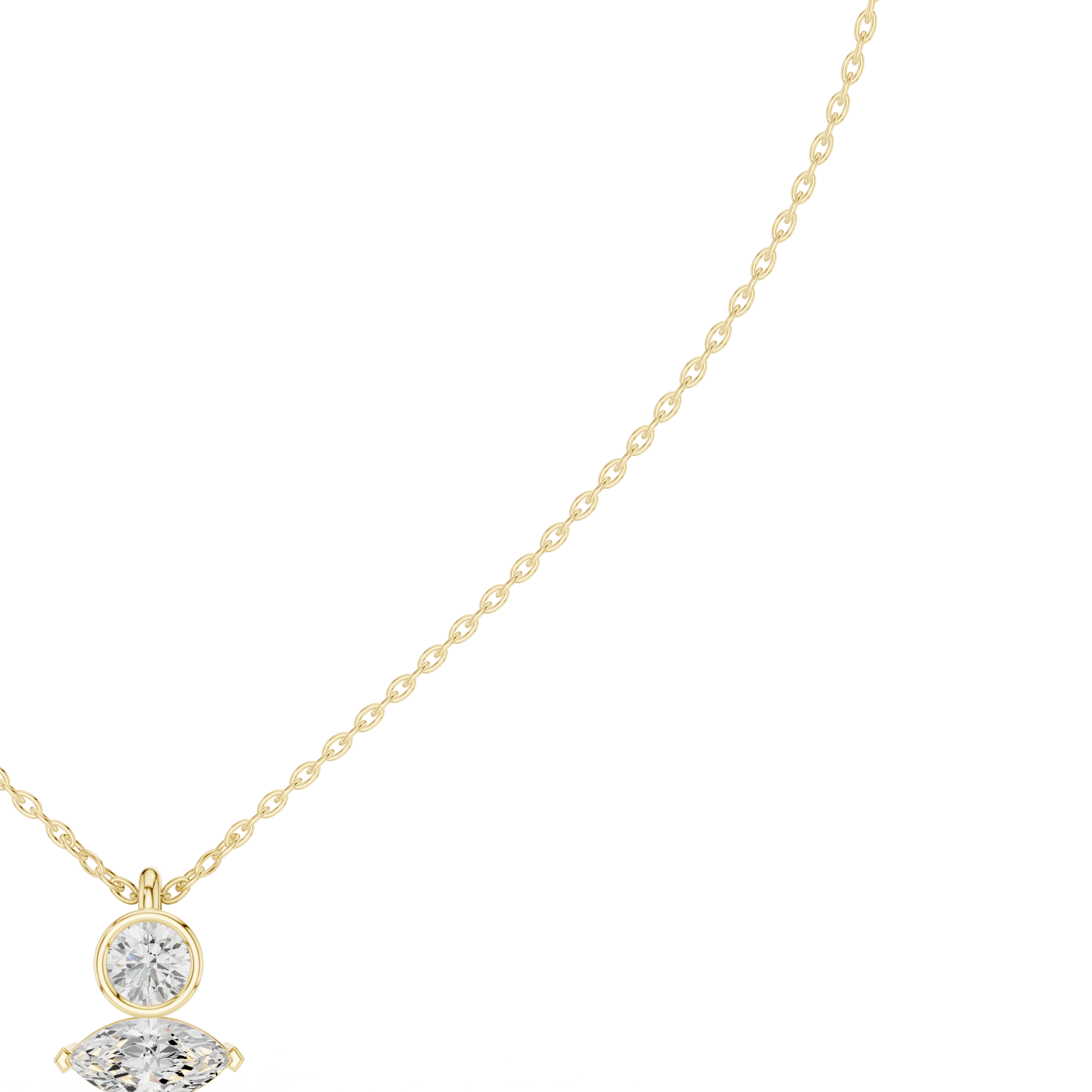 Bezel Round & Marquise Dual Stone Fixed Pendant