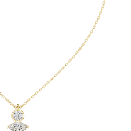 Bezel Round & Marquise Dual Stone Fixed Pendant