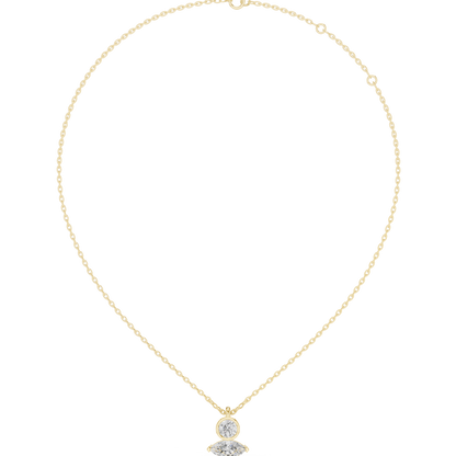 Bezel Round & Marquise Dual Stone Fixed Pendant