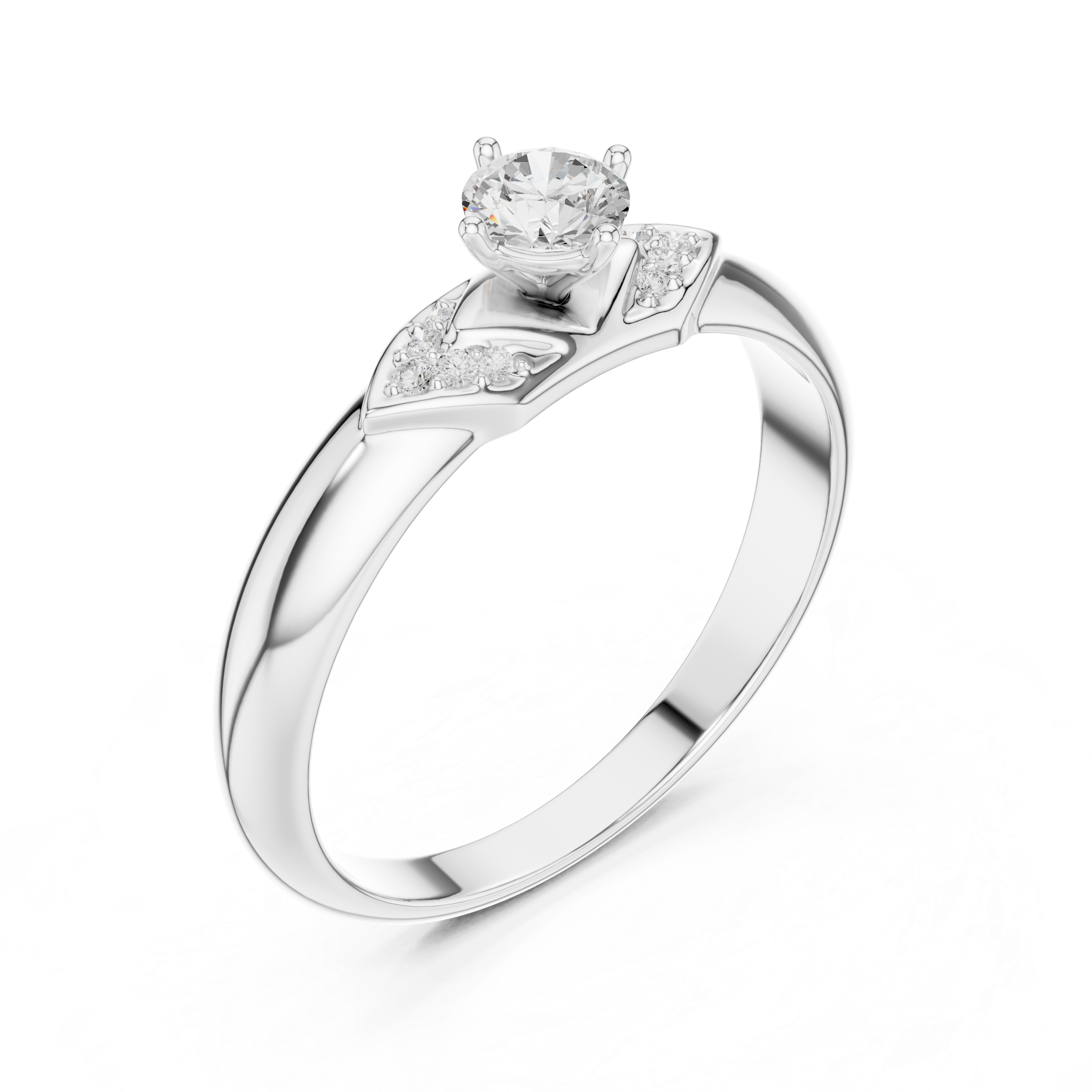 Chevron Round Cut Solitaire Ring