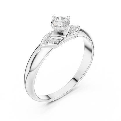 Chevron Round Cut Solitaire Ring