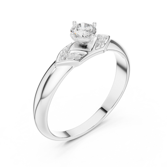 Chevron Round Cut Solitaire Ring