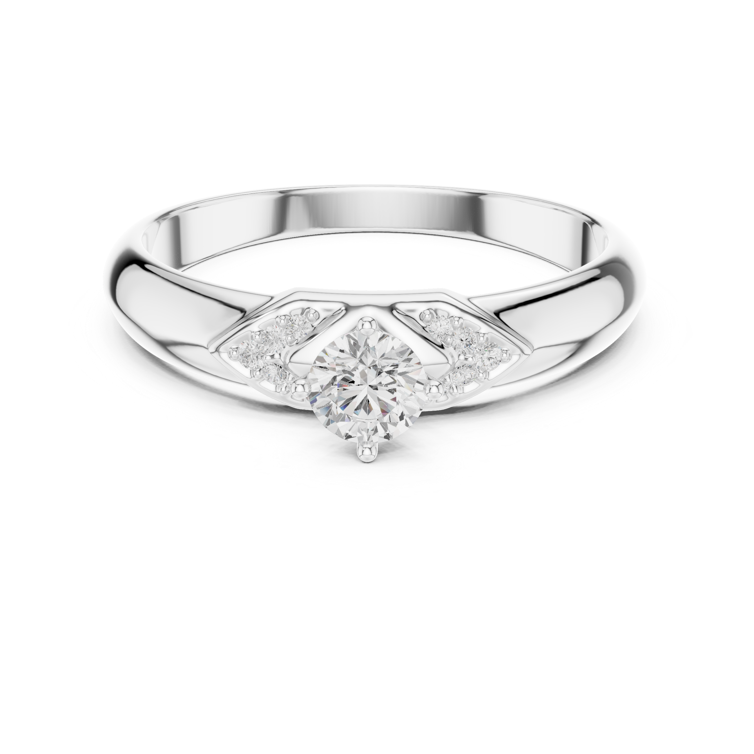 Chevron Round Cut Solitaire Ring