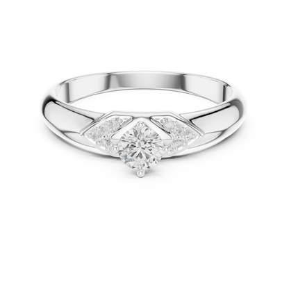 Chevron Round Cut Solitaire Ring