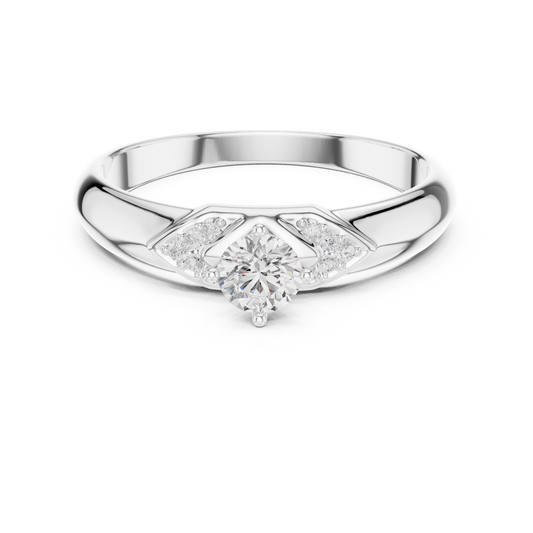 Chevron Round Cut Solitaire Ring