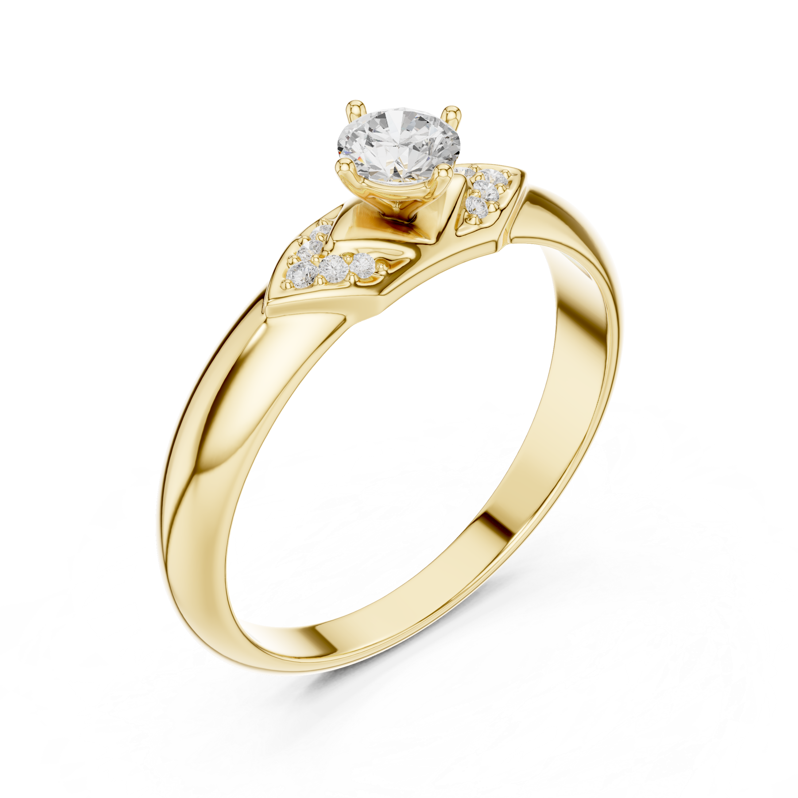 Chevron Round Cut Solitaire Ring