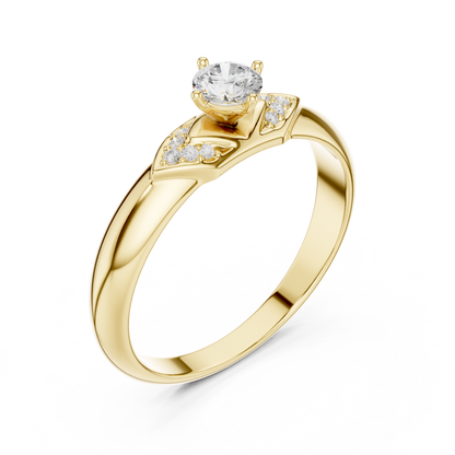 Chevron Round Cut Solitaire Ring