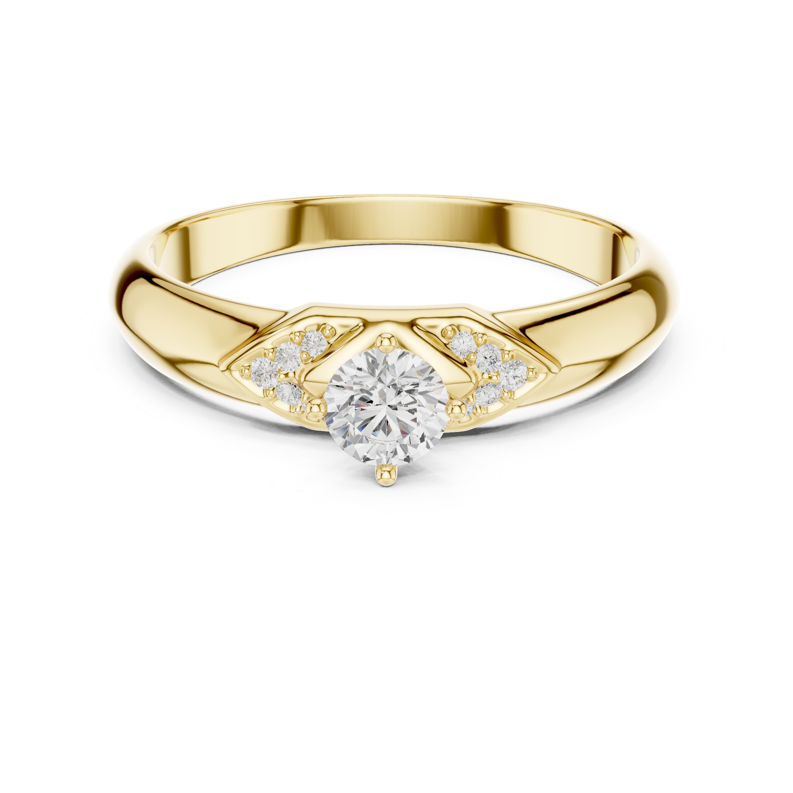 Chevron Round Cut Solitaire Ring