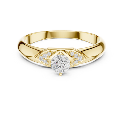 Chevron Round Cut Solitaire Ring