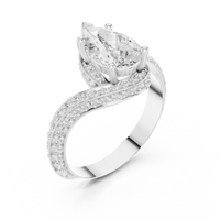 Pear Cut Crossover Halo Ring
