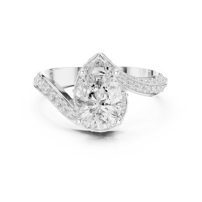 Pear Cut Crossover Halo Ring