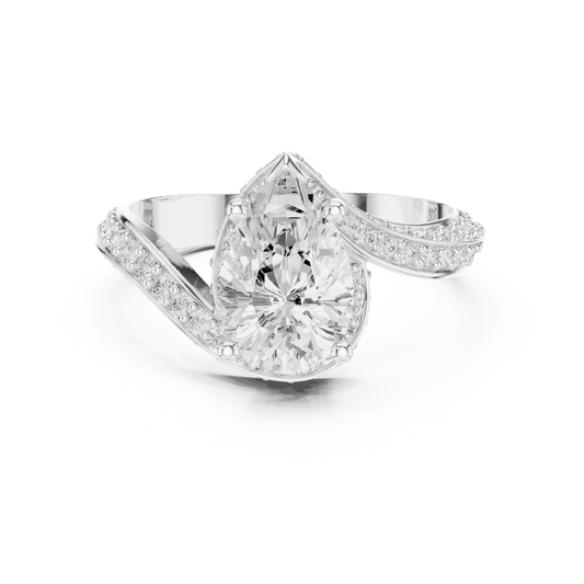 Pear Cut Crossover Halo Ring