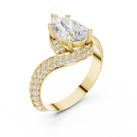 Pear Cut Crossover Halo Ring