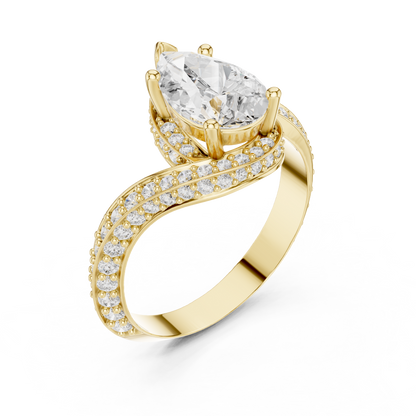 Pear Cut Crossover Halo Ring