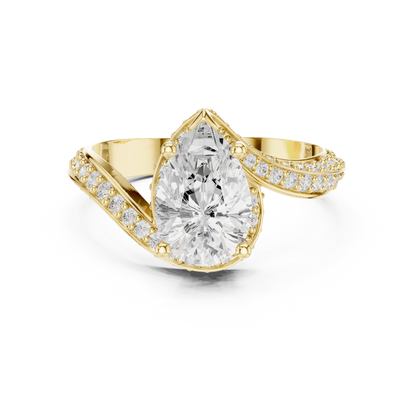 Pear Cut Crossover Halo Ring