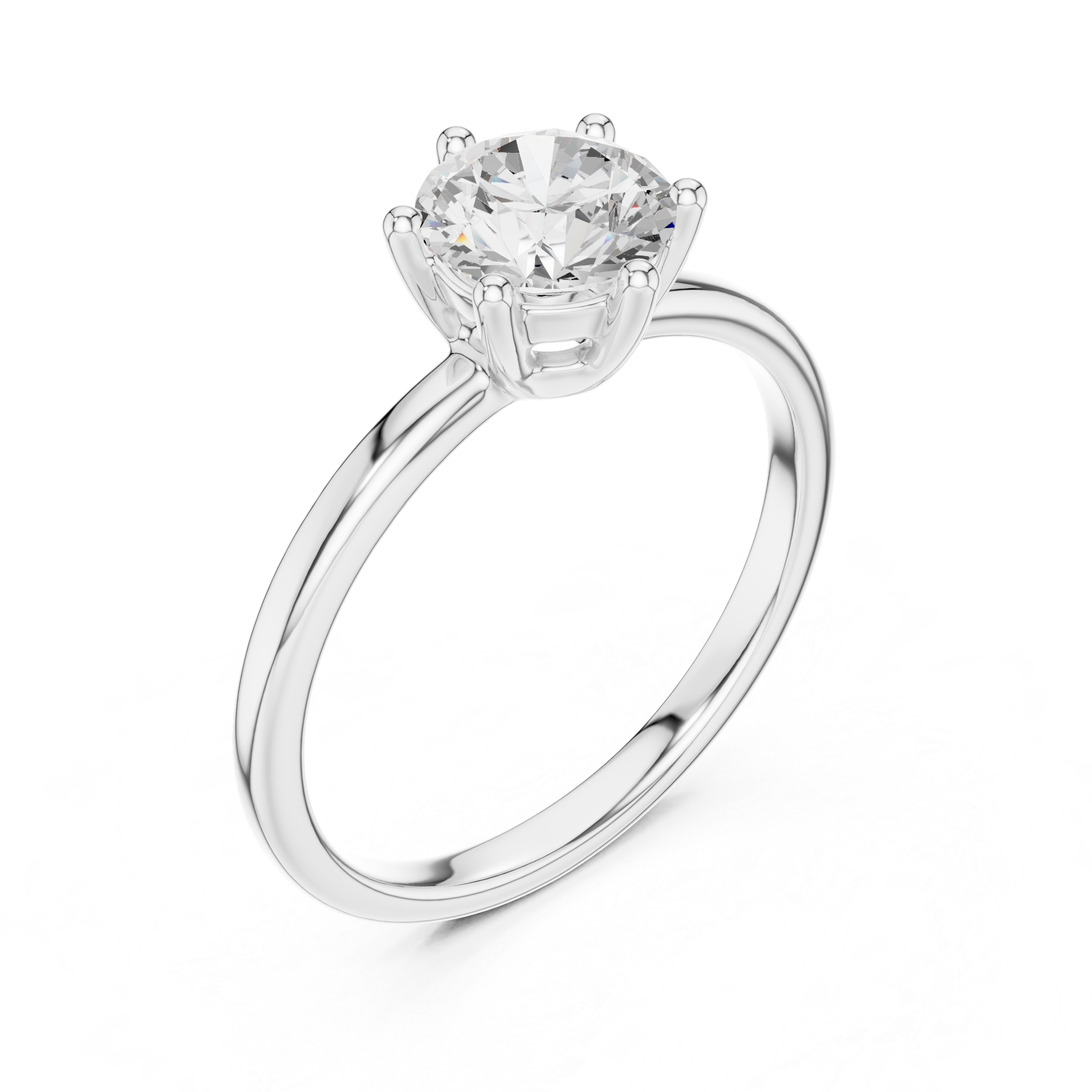 Elegant Crown Set Round Brilliant Solitaire Ring