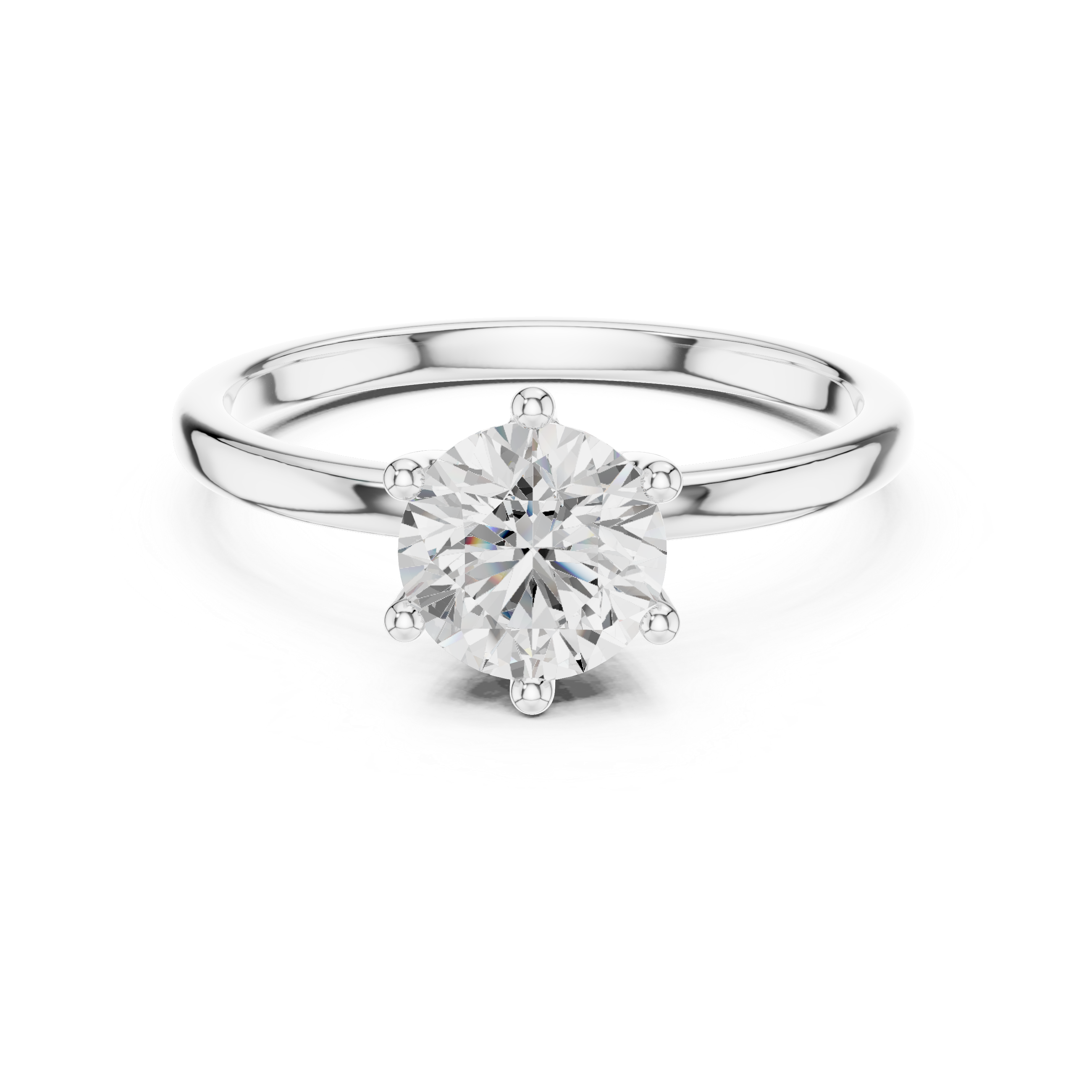 Elegant Crown Set Round Brilliant Solitaire Ring