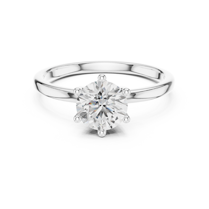 Elegant Crown Set Round Brilliant Solitaire Ring