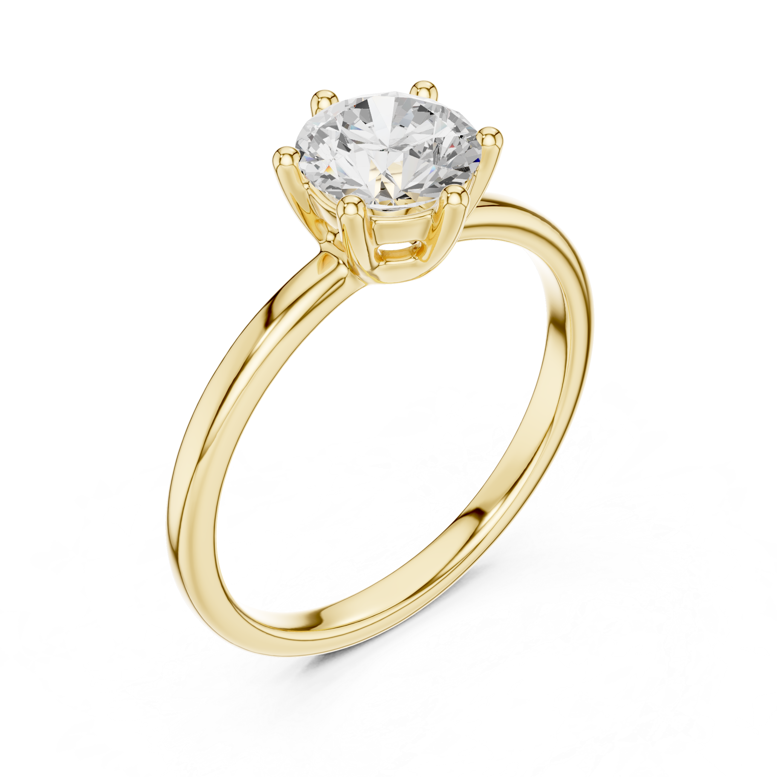 Elegant Crown Set Round Brilliant Solitaire Ring