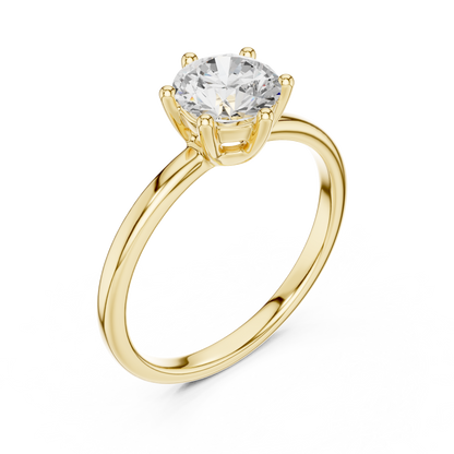 Elegant Crown Set Round Brilliant Solitaire Ring