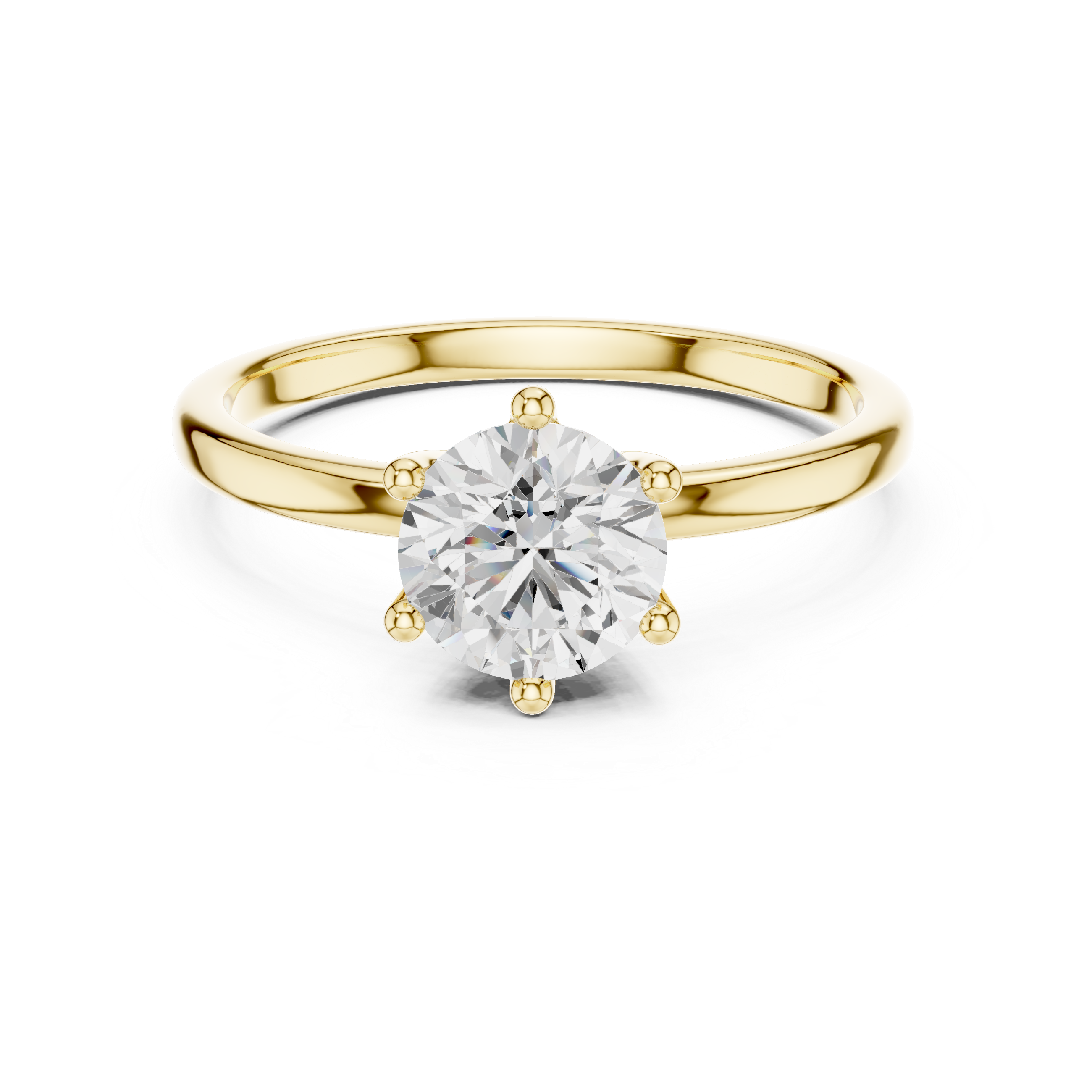 Elegant Crown Set Round Brilliant Solitaire Ring
