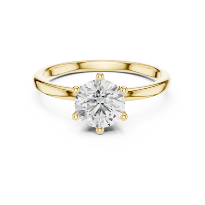 Elegant Crown Set Round Brilliant Solitaire Ring