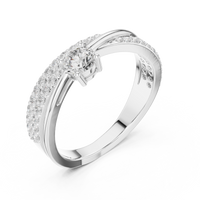 Round Brilliant Twisted Cross Over Solitaire Ring