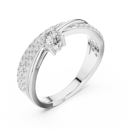 Round Brilliant Twisted Cross Over Solitaire Ring