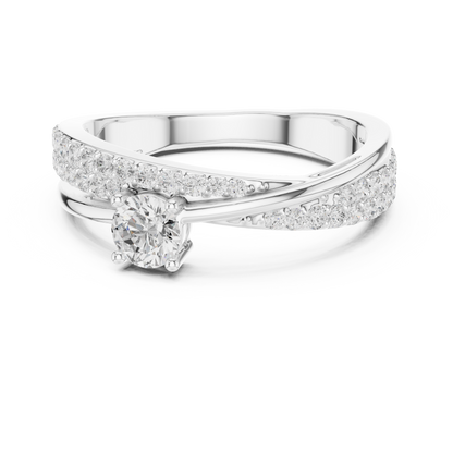 Round Brilliant Twisted Cross Over Solitaire Ring