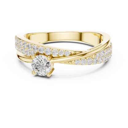 Round Brilliant Twisted Cross Over Solitaire Ring