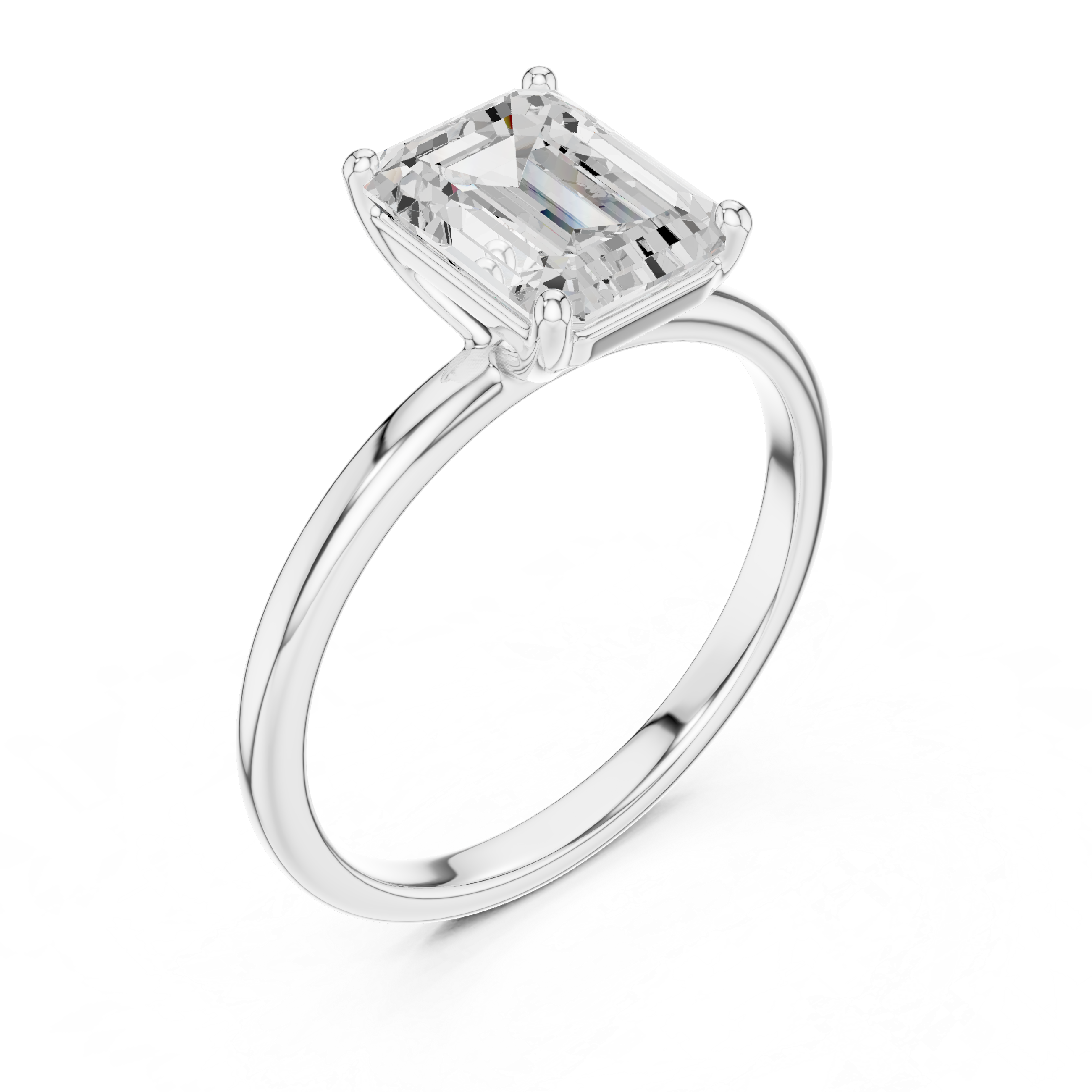 Sophisticated Step Cut Emerald Solitaire Ring