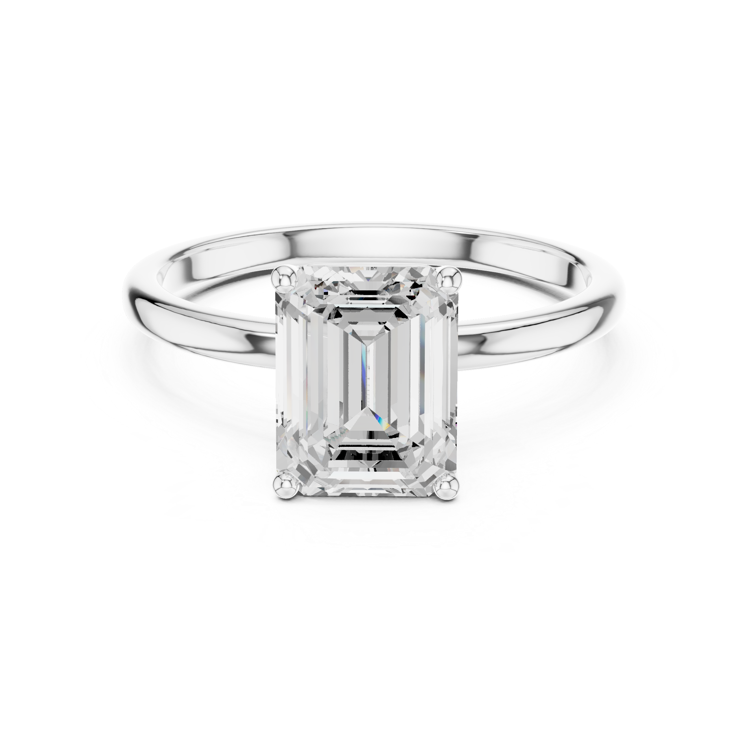 Sophisticated Step Cut Emerald Solitaire Ring