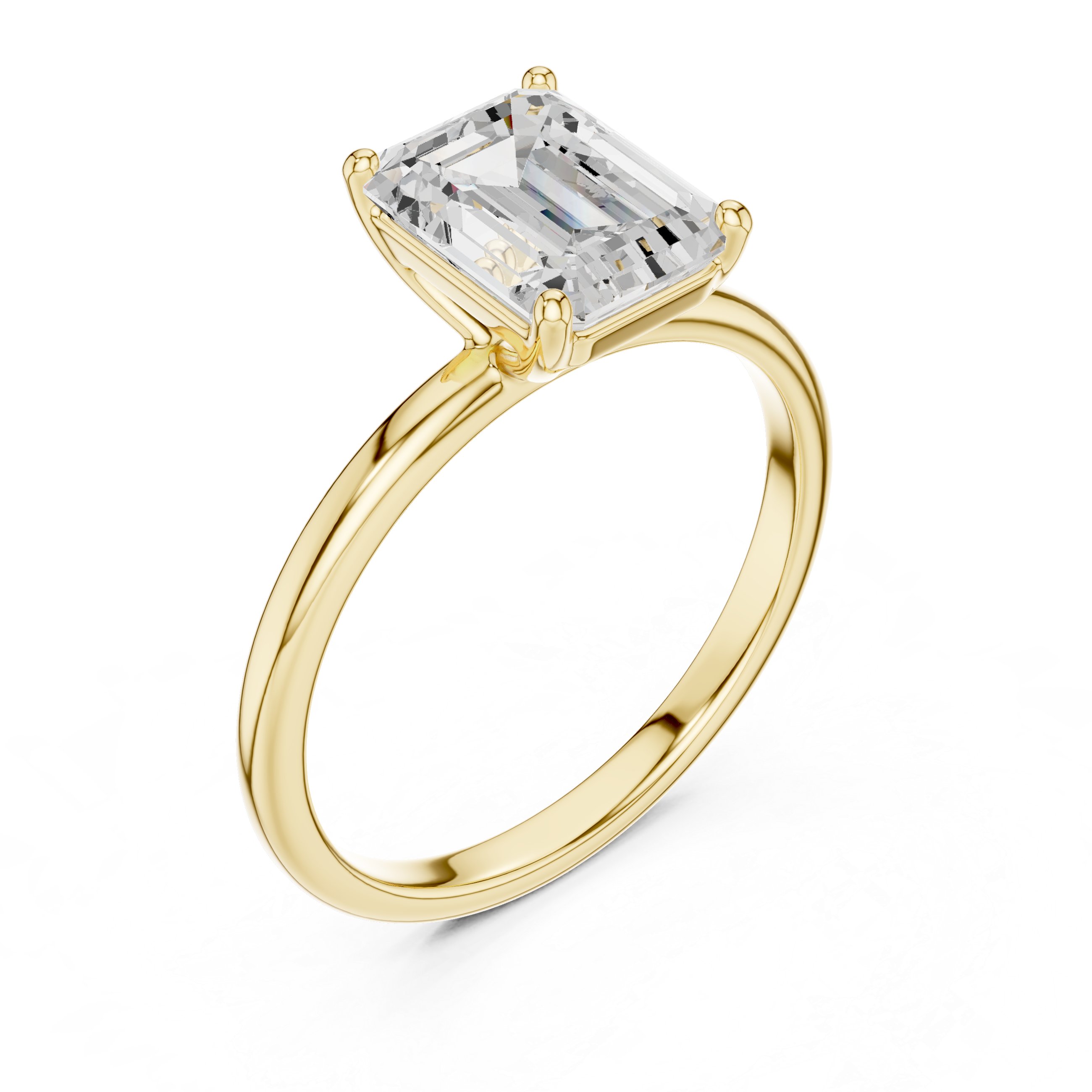 Sophisticated Step Cut Emerald Solitaire Ring