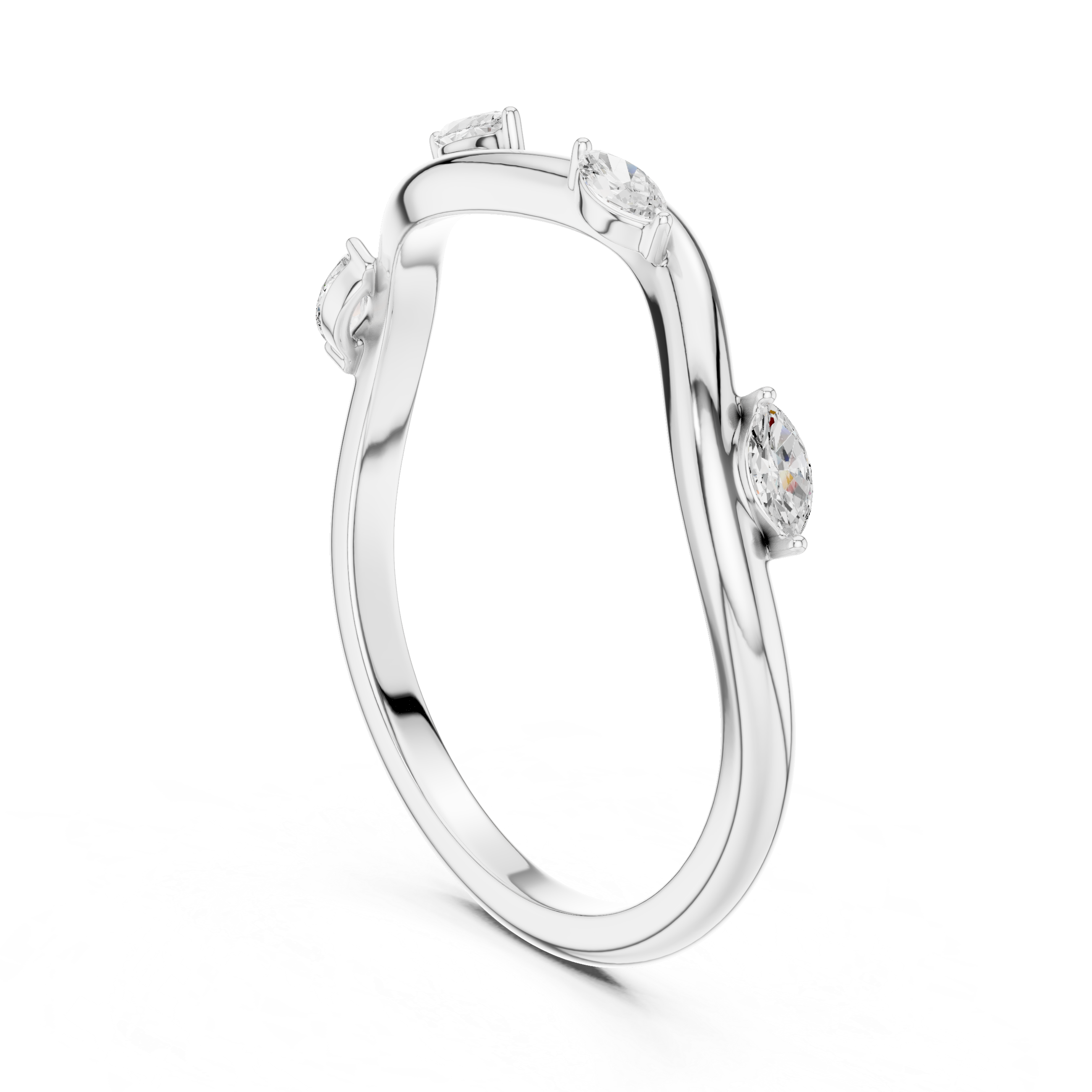 Wave Marquise Accent Stacking Band