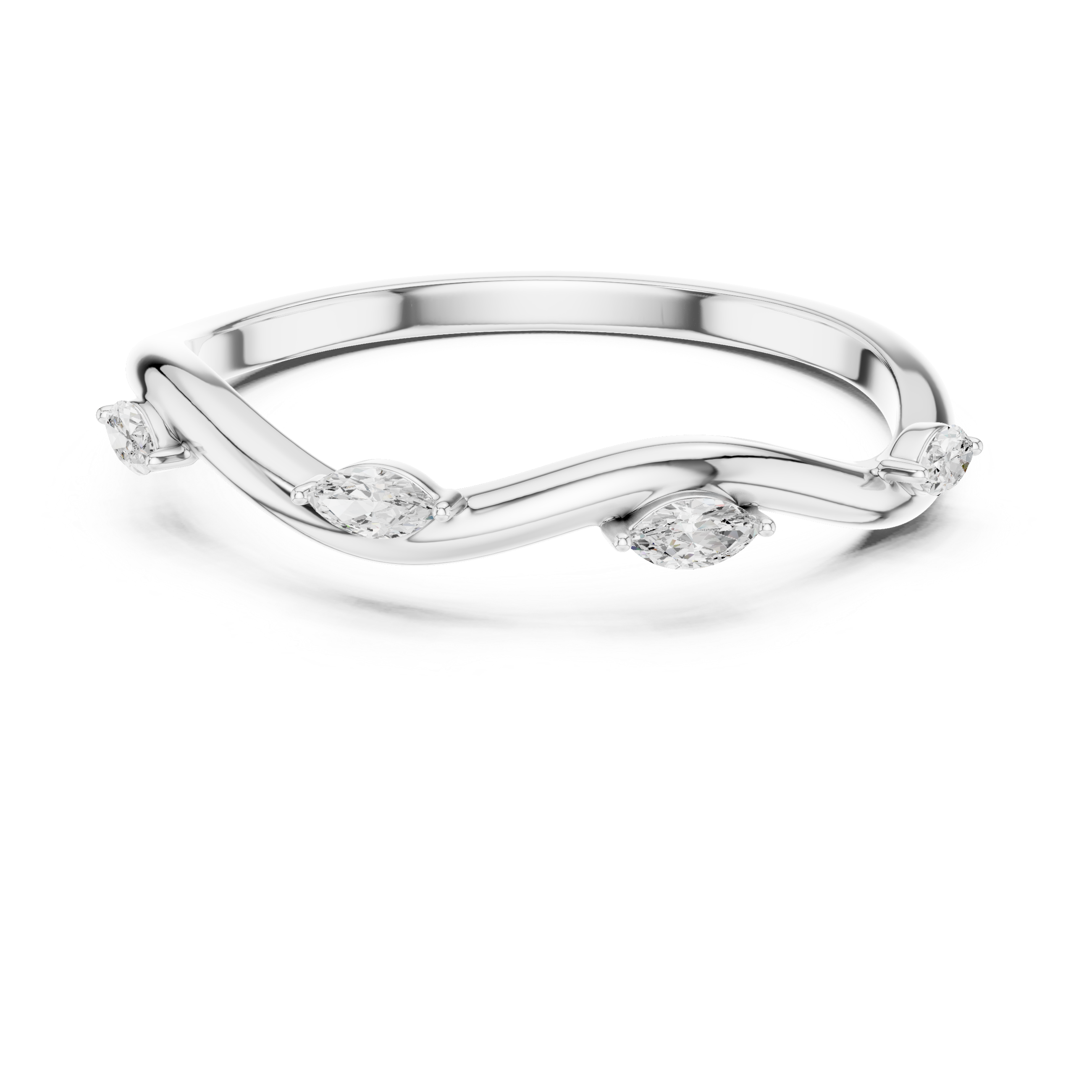Wave Marquise Accent Stacking Band