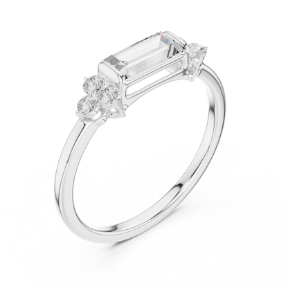 Baguette Cut Ring with Cluster Accents