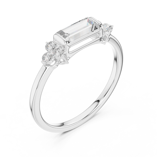 Baguette Cut Ring with Cluster Accents