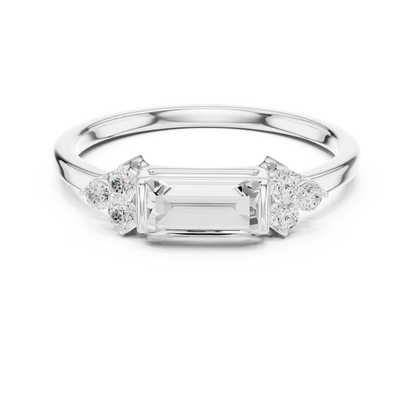 Baguette Cut Ring with Cluster Accents