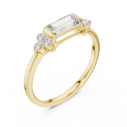 Baguette Cut Ring with Cluster Accents