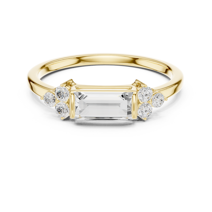 Baguette Cut Ring with Cluster Accents