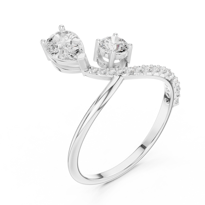 Pear & Round Cut Bypass Double Ring