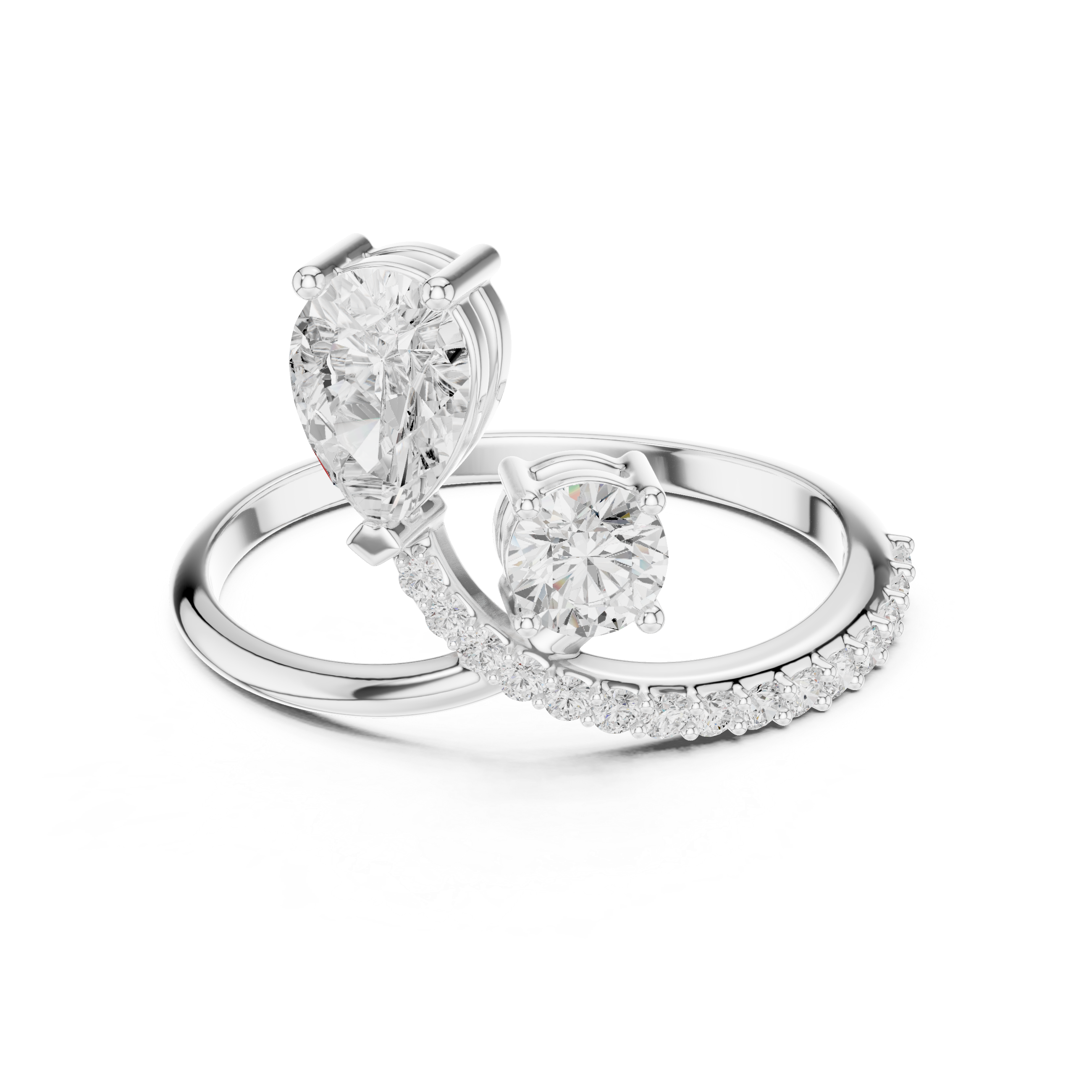 Pear & Round Cut Bypass Double Ring