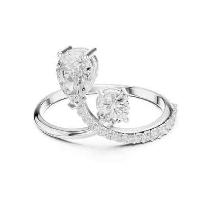 Pear & Round Cut Bypass Double Ring