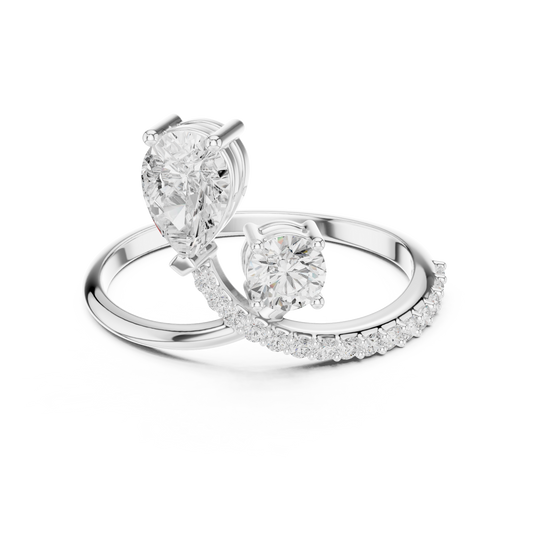 Pear & Round Cut Bypass Double Ring