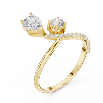 Pear & Round Cut Bypass Double Ring